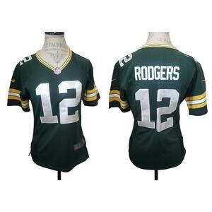 NFL Nike On Field V Neck Green Bay Packers Rodgers No. 12 Short Sleeve Jersey